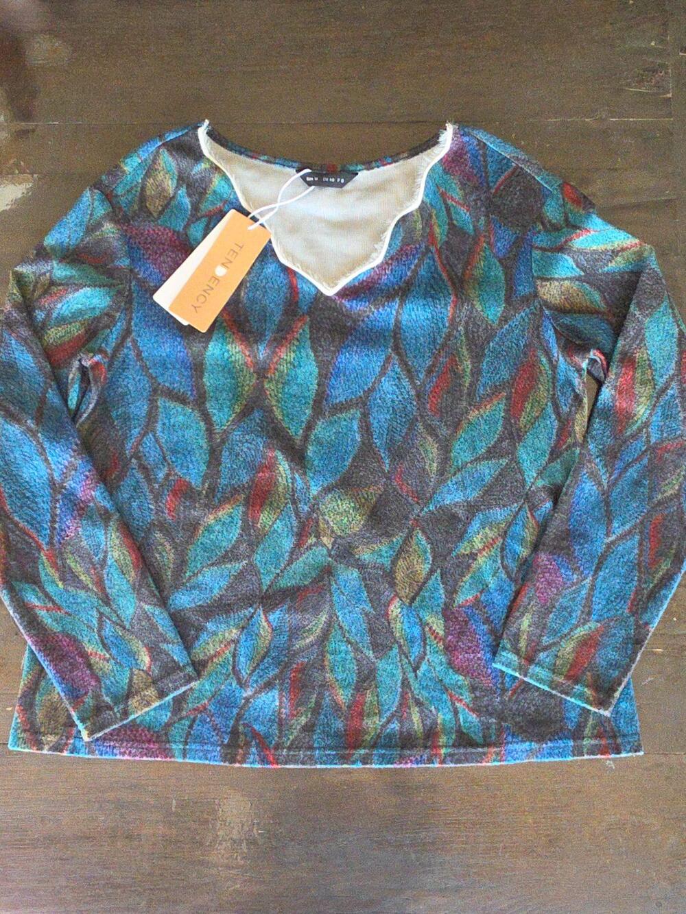 (M) NWT Tendency Colorful Patterned Casual Multicolor Leaf Boho Ecclectic Soft